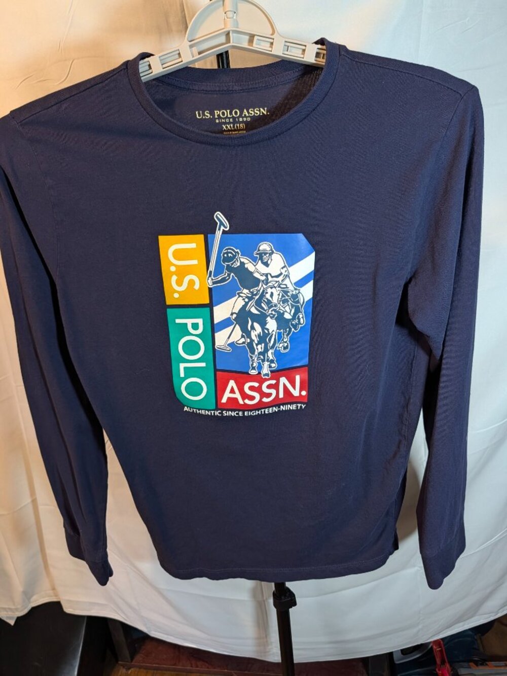U.S.Polo Assn Women's Long Sleeve T shirt Sz XXL (18) Navy  with Color Graphic